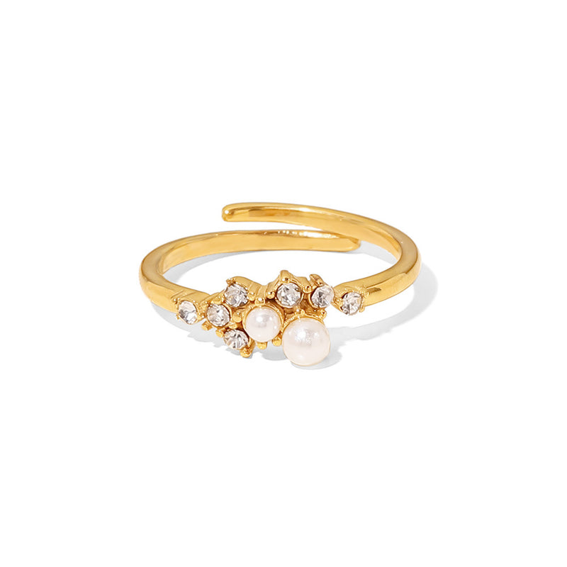 Ariel -  white pearl diamond ring