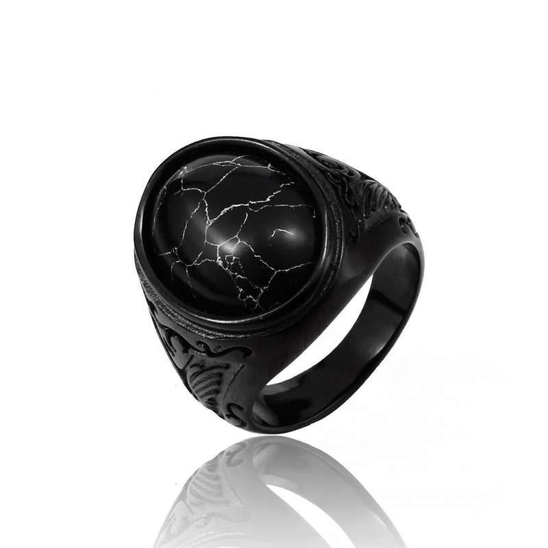 Lawrence -inlaid black turquoise men's ring