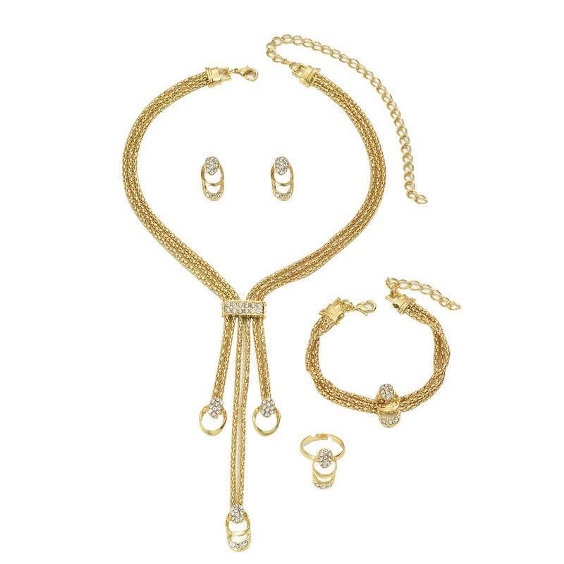 Coral - Clavicle Necklace + Earrings, Bracelet, Ring for Free